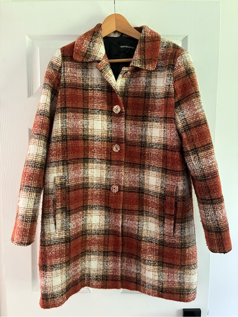 Best Mountain Plaid Mid-Length Bouclé Coat - Size 40 FR (US Medium)
